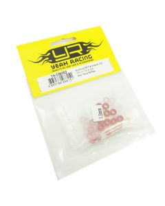 Yeah Racing Aluminum M3 X 6mm Flat Washer 0.25 / 0.5 / 1 / 1.5 / 2 / 2.5 / 3mm 10pcs Set Red (YA-0390RD)