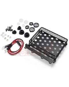 Yeah Racing 1/10 RC Rock Crawler Zubehör Metallgeflecht Gepäckablage Typ B mit 4 weißem Licht 11 cm x 10 cm x 3,5 cm (YA-0402)