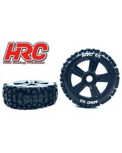 HRC - Reifen - 1/8 Buggy - montiert - Schwarz Felgen - 17mm Hex - Bulldog 6S (2 Stk.) (HRC60816BK6S)
