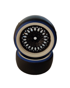 Reifen - 1/10 Drift - montiert - CLS Schwarz/Weiss/Blau Felgen 6mm Offset - Slick 2 Stk. (HRC61072BW-BLUE)