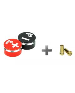 1up Racing Goldstecker Flachkopf inkl. Aufsatz 5,0mm - Schwarz/Rot (1UP-190432)