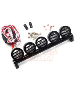 1/10 Aluminum Roof 5 White LED Light Set Black For RC Truck Crawler (YA-0370BK)