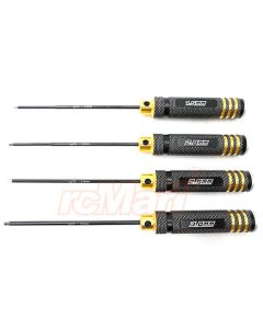Yeah Racing Aluminum Drive Hex Wrench Set (1.5/2.0/2.5/3.0mm Hard Steel Allen Wrench) Black/Gold (YT-0187)