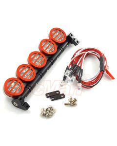 Yeah Racing 1/10 Aluminum Roof 5 White LED Light Set Red For RC Truck Crawler (YA-0370RD)