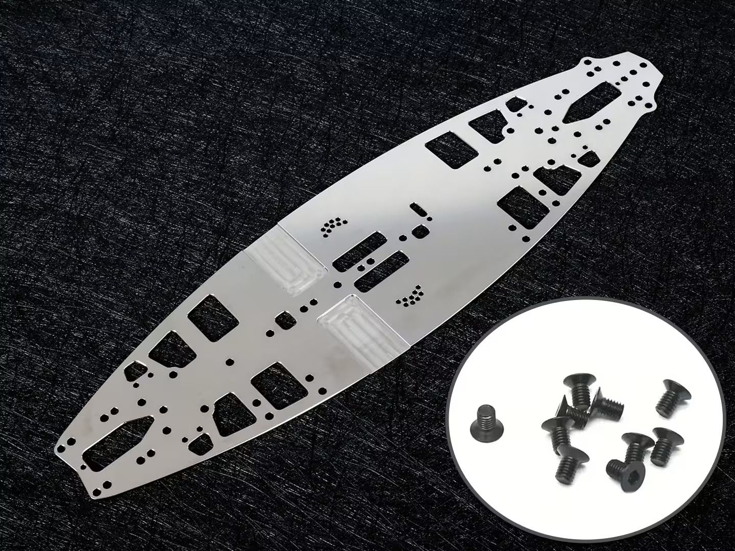 WeiRC Stahl Chassis 1,2mm für Mugen Seiki MTC-3 inkl. Stahlschrauben Set (WEI-SCSET-MTC3)