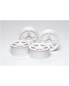 Tamiya Medium-Narrow White 5-Spoke Wheels Offset 0 (53471)