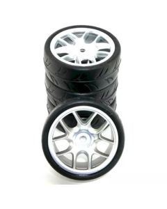 Ride 1/10 Belted Tires 24mm Pre-glued with 10 Spoke Wheel - Grey 4 (RI-26073)