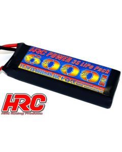 HRC Akku - LiPo 3S - 11.1V 6000mAh 50C/100C - No Case - Slim - Ultra-T Stecker 128x43x28mm (HRC04360D)